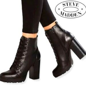 Steve Madden Laurie lather lace up platform boots